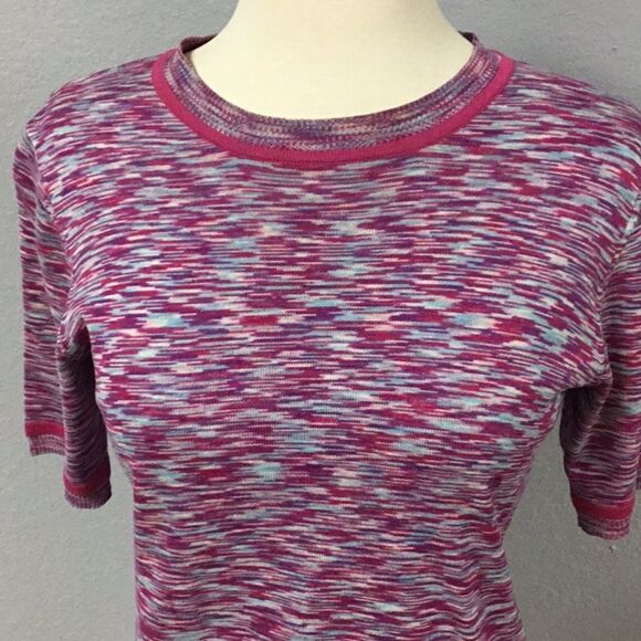 Bella Valentina Silk Sweater Top Pink Blue Size 38 Small - Picture 2 of 5